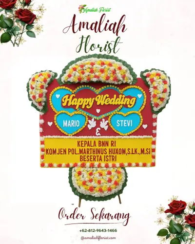 Karangan Papan Bunga Pernikahan di Sukanagara
